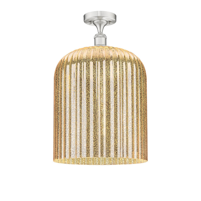 Innovations Bridal Veil 5in 1-Light Semi-Flush | Art Nouveau Brushed Satin Nickel and Mercury Glass | Bedroom & Hallway | Model 516-1C-SN-G559-12ME