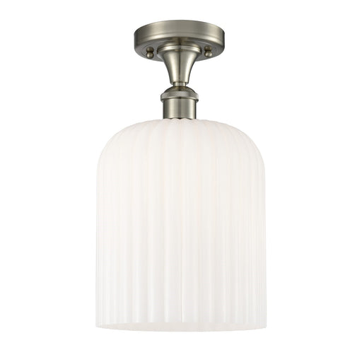 Innovations Bridal Veil 5in 1-Light Semi-Flush | Art Nouveau Brushed Satin Nickel and Gloss White Glass | Kitchen | Model 516-1C-SN-G559-8GWH