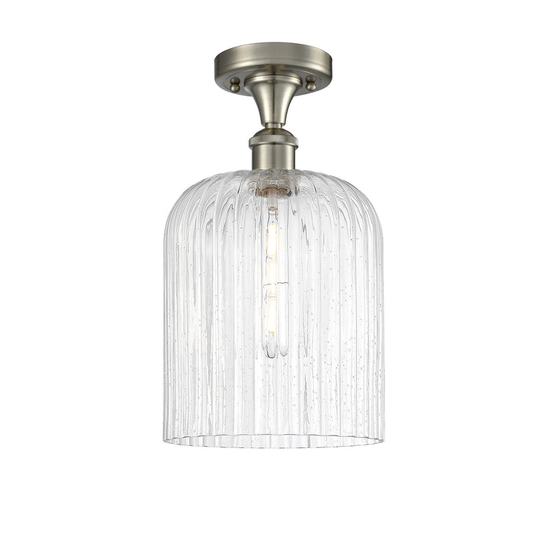 Innovations Bridal Veil 5in 1-Light Semi-Flush | Art Nouveau Brushed Satin Nickel and Seedy Glass | Kitchen & Hallway | Model 516-1C-SN-G559-8SDY