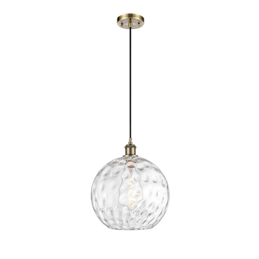 Innovations Athens Water Glass 12in 1-Light Mini Pendant | Antique Brass and Clear Glass | Kitchen Island & Dining | Model 516-1P-AB-G1215-12-LED
