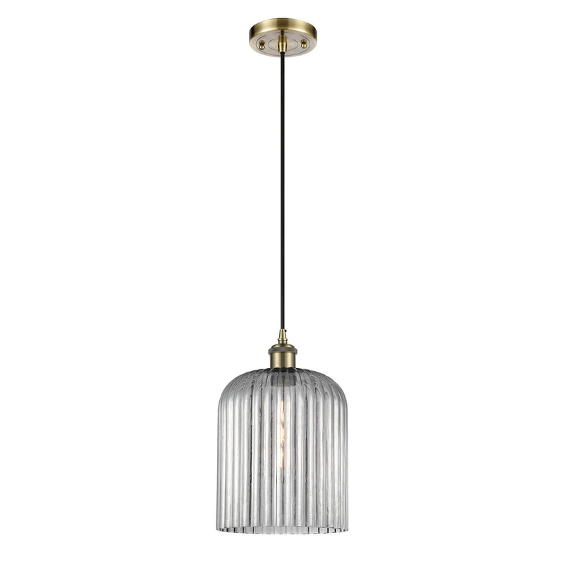 Innovations Bridal Veil 5in 1-Light Mini Pendant | Art Nouveau Antique Brass and Light Smoke Glass | Kitchen Island | Model 516-1P-AB-G559-8SM