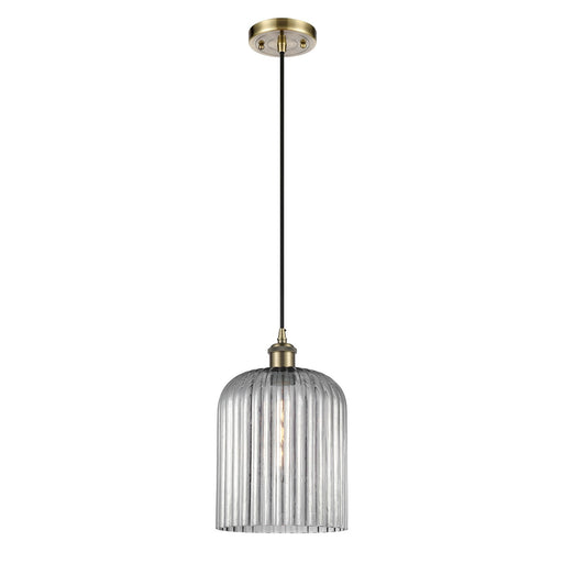 Innovations Bridal Veil 5in 1-Light Mini Pendant | Art Nouveau Antique Brass and Light Smoke Glass | Kitchen Island | Model 516-1P-AB-G559-8SM