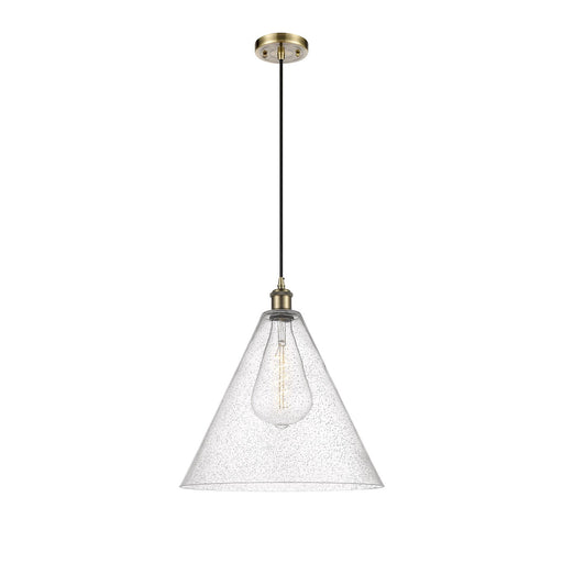 Innovations Berkshire 16in 1-Light Pendant | Industrial Antique Brass and Seedy Glass | Kitchen Island & Dining Room | Model 516-1P-AB-GBC-164