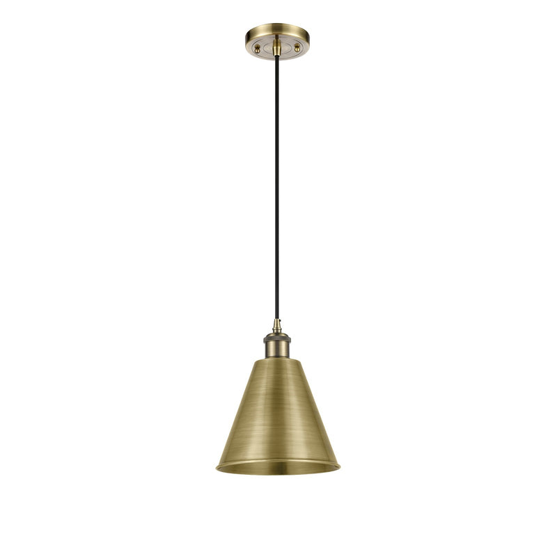 Innovations Berkshire 8in 1-Light Mini Pendant | Industrial Antique Brass and Antique Brass Metal | Kitchen Island | Model 516-1P-AB-MBC-8-AB