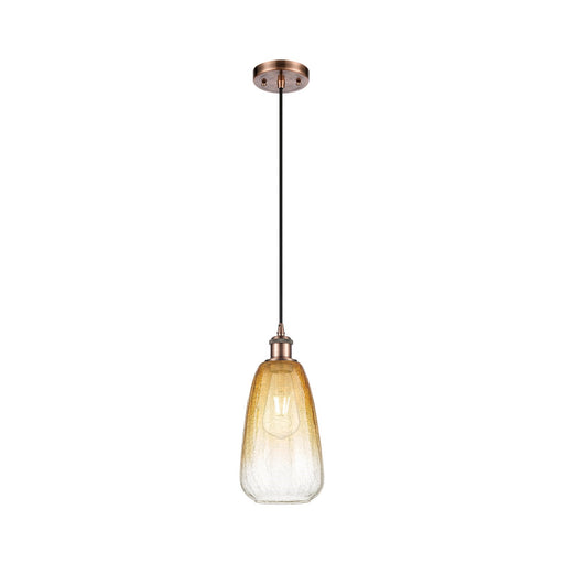 Innovations Brookhaven Almond 6in 1-Light Mini Pendant | Industrial Antique Copper and Amber Glass | Kitchen Island | Model 516-1P-AC-G480-6AM