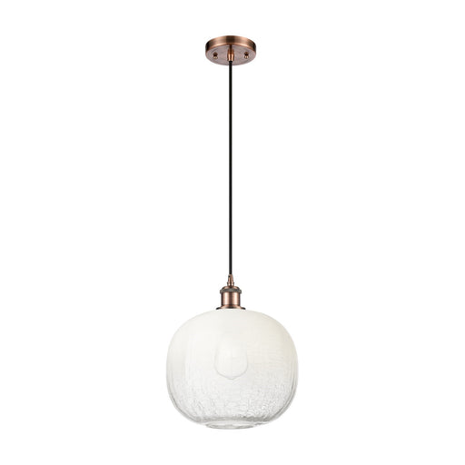 Innovations Brookhaven Sphere 10.5in 1-Light Mini Pendant | Industrial Antique Copper and Opal Glass | Kitchen Island | Model 516-1P-AC-G481-10OP
