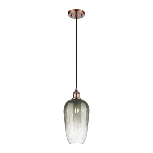 Innovations Brookhaven Flute 7in 1-Light Mini Pendant | Industrial Antique Copper and Slate Glass | Kitchen Island | Model 516-1P-AC-G484-7SL