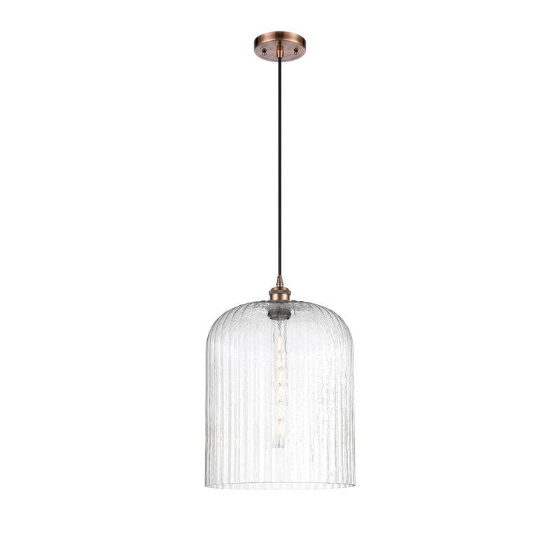 Innovations Bridal Veil 5in 1-Light Mini Pendant | Art Nouveau Antique Copper and Seedy Glass | Kitchen Island & Dining | Model 516-1P-AC-G559-12SDY