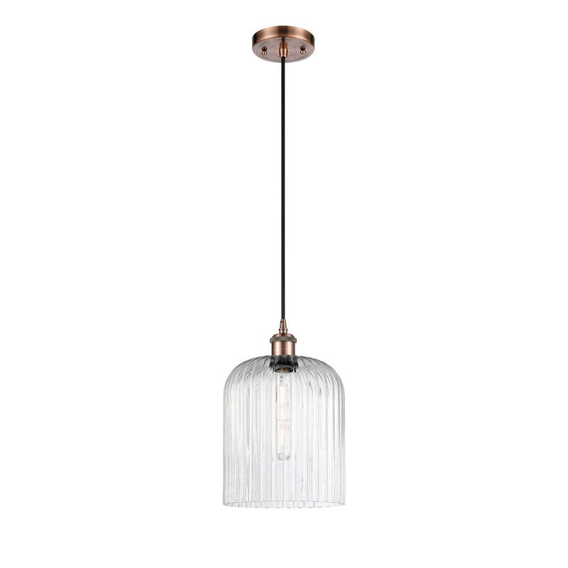 Innovations Bridal Veil 5in 1-Light Mini Pendant | Art Nouveau Antique Copper and Seedy Glass | Kitchen Island & Dining | Model 516-1P-AC-G559-8SDY