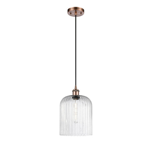 Innovations Bridal Veil 5in 1-Light Mini Pendant | Art Nouveau Antique Copper and Seedy Glass | Kitchen Island & Dining | Model 516-1P-AC-G559-8SDY