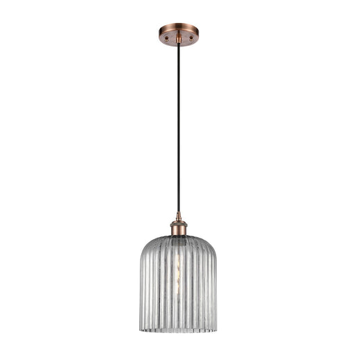 Innovations Bridal Veil 5in 1-Light Mini Pendant | Art Nouveau Antique Copper and Light Smoke Glass | Kitchen Island | Model 516-1P-AC-G559-8SM
