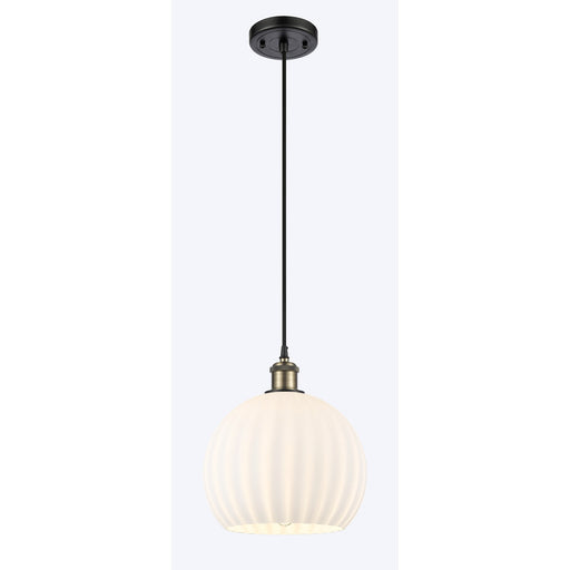Innovations Ballston 10in 1-Light Mini Pendant | Art Nouveau Black Antique Brass and White Venetian Glass | Kitchen | Model 516-1P-BAB-G1217-10WV