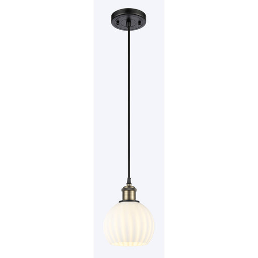 Innovations Ballston 6in 1-Light Mini Pendant | Art Nouveau Black Antique Brass and White Venetian Glass | Kitchen | Model 516-1P-BAB-G1217-6WV