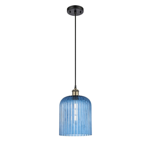 Innovations Bridal Veil 5in 1-Light Mini Pendant | Art Nouveau Black Antique Brass and Princess Blue Glass | Kitchen | Model 516-1P-BAB-G559-8BL