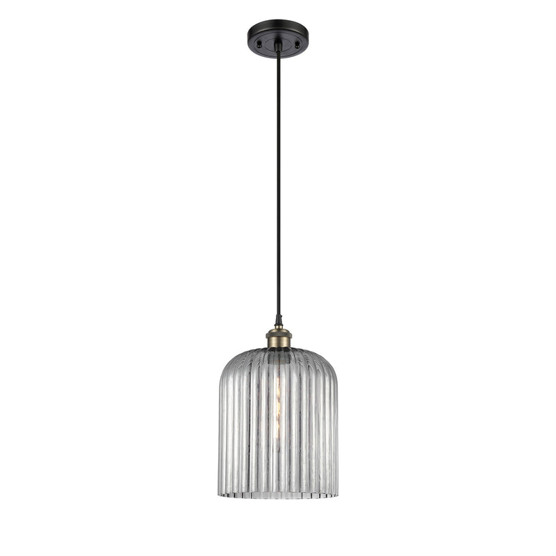 Innovations Bridal Veil 5in 1-Light Mini Pendant | Art Nouveau Black Antique Brass and Light Smoke Glass | Kitchen Island | Model 516-1P-BAB-G559-8SM