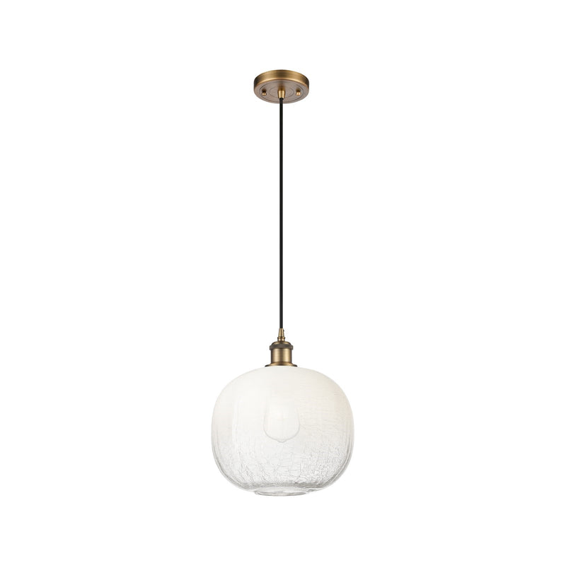 Innovations Brookhaven Sphere 10in 1-Light Mini Pendant | Industrial Brushed Brass and Opal Glass | Kitchen Island | Model 516-1P-BB-G481-10OP