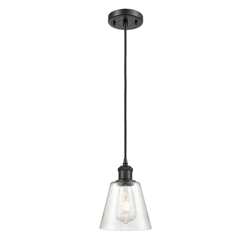 Innovations Caton 6in 1-Light Mini Pendant | Industrial Matte Black and Frosted Glass Pyramid | Kitchen Island & Dining Room | Model 516-1P-BK-G454
