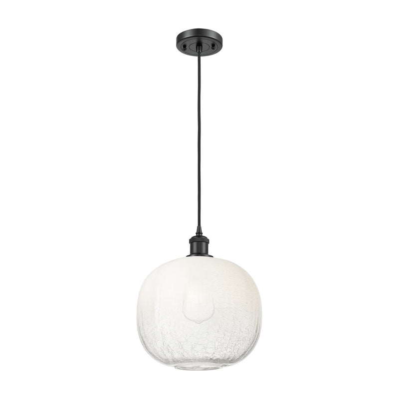 Innovations Brookhaven Sphere 10.5in 1-Light Mini Pendant | Industrial Matte Black and Opal Glass Globe | Kitchen Island | Model 516-1P-BK-G481-10OP