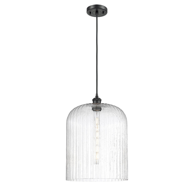 Innovations Bridal Veil 12in 1-Light Mini Pendant | Art Nouveau Matte Black and Seedy Glass | Kitchen Island & Dining | Model 516-1P-BK-G559-12SDY