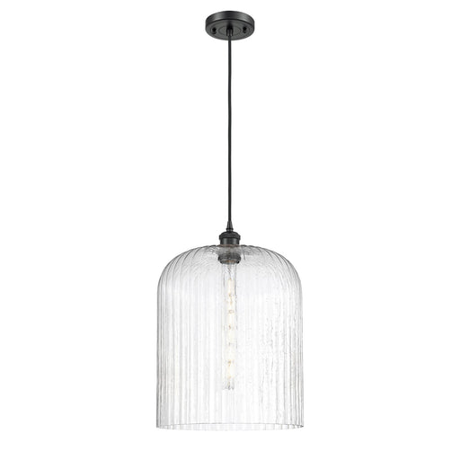 Innovations Bridal Veil 12in 1-Light Mini Pendant | Art Nouveau Matte Black and Seedy Glass | Kitchen Island & Dining | Model 516-1P-BK-G559-12SDY
