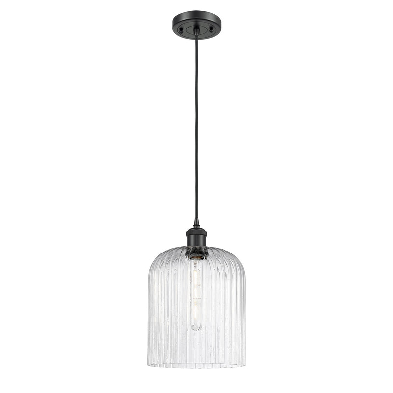 Innovations Bridal Veil 8in 1-Light Mini Pendant | Art Nouveau Matte Black and Seedy Glass | Kitchen Island & Dining Room | Model 516-1P-BK-G559-8SDY