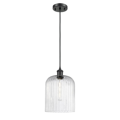 Innovations Bridal Veil 8in 1-Light Mini Pendant | Art Nouveau Matte Black and Seedy Glass | Kitchen Island & Dining Room | Model 516-1P-BK-G559-8SDY