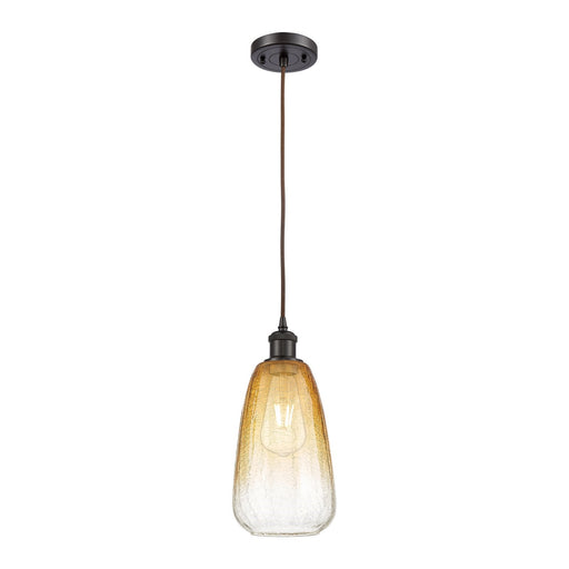 Innovations Brookhaven Almond 6in 1-Light Mini Pendant | Industrial Oil Rubbed Bronze and Amber Glass | Kitchen Island | Model 516-1P-OB-G480-6AM