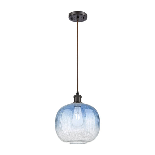 Innovations Brookhaven Sphere 10in 1-Light Mini Pendant | Industrial Oil Rubbed Bronze and Sapphire Blue Glass | Kitchen | Model 516-1P-OB-G481-10SB