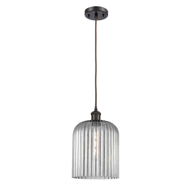 Innovations Bridal Veil 5in 1-Light Mini Pendant | Art Nouveau Oil Rubbed Bronze and Light Smoke Glass | Kitchen Island | Model 516-1P-OB-G559-8SM