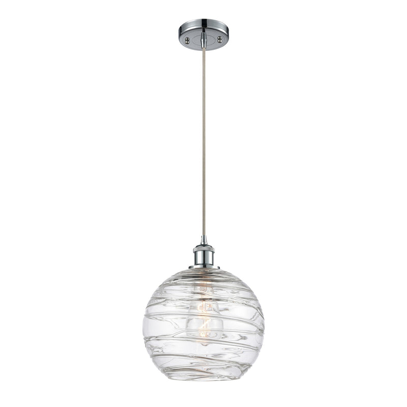 Innovations Athens Deco Swirl 10in 1-Light Mini Pendant | Polished Chrome and Clear Glass | Kitchen Island & Dining Room | Model 516-1P-PC-G1213-10CL