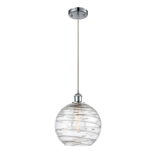 Innovations Athens Deco Swirl 10in 1-Light Mini Pendant | Polished Chrome and Clear Glass | Kitchen Island & Dining Room | Model 516-1P-PC-G1213-10CL