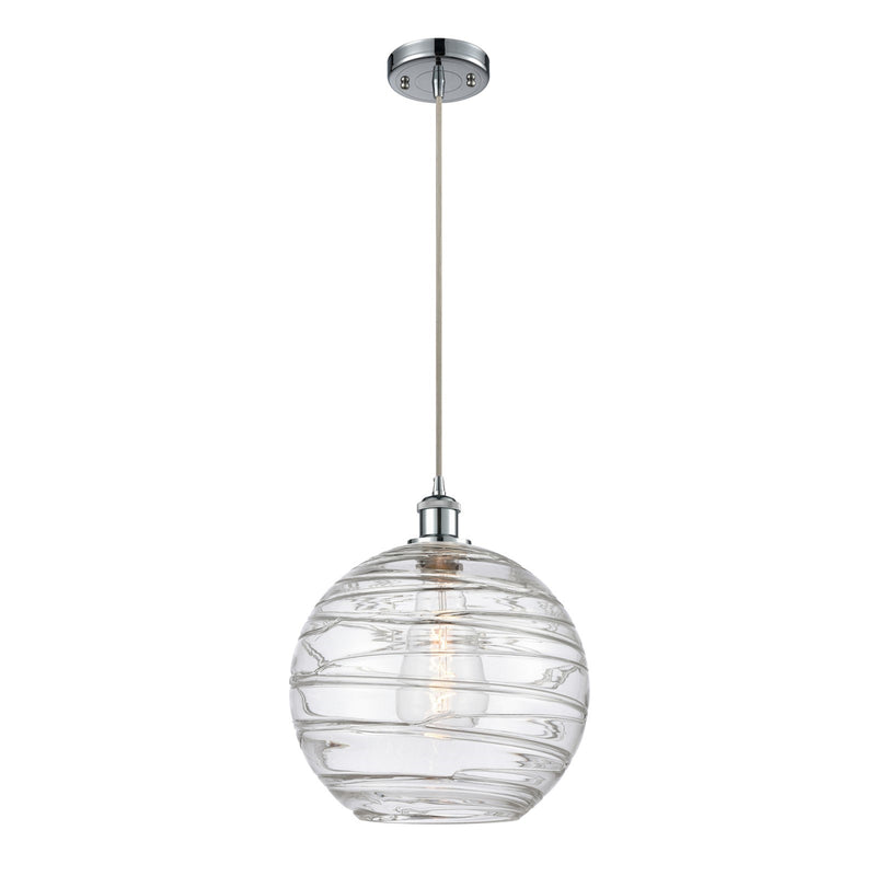 Innovations Athens Deco Swirl 12in 1-Light Mini Pendant | Polished Chrome and Clear Glass | Kitchen Island & Dining Room | Model 516-1P-PC-G1213-12CL