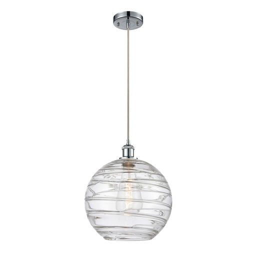 Innovations Athens Deco Swirl 12in 1-Light Mini Pendant | Polished Chrome and Clear Glass | Kitchen Island & Dining Room | Model 516-1P-PC-G1213-12CL