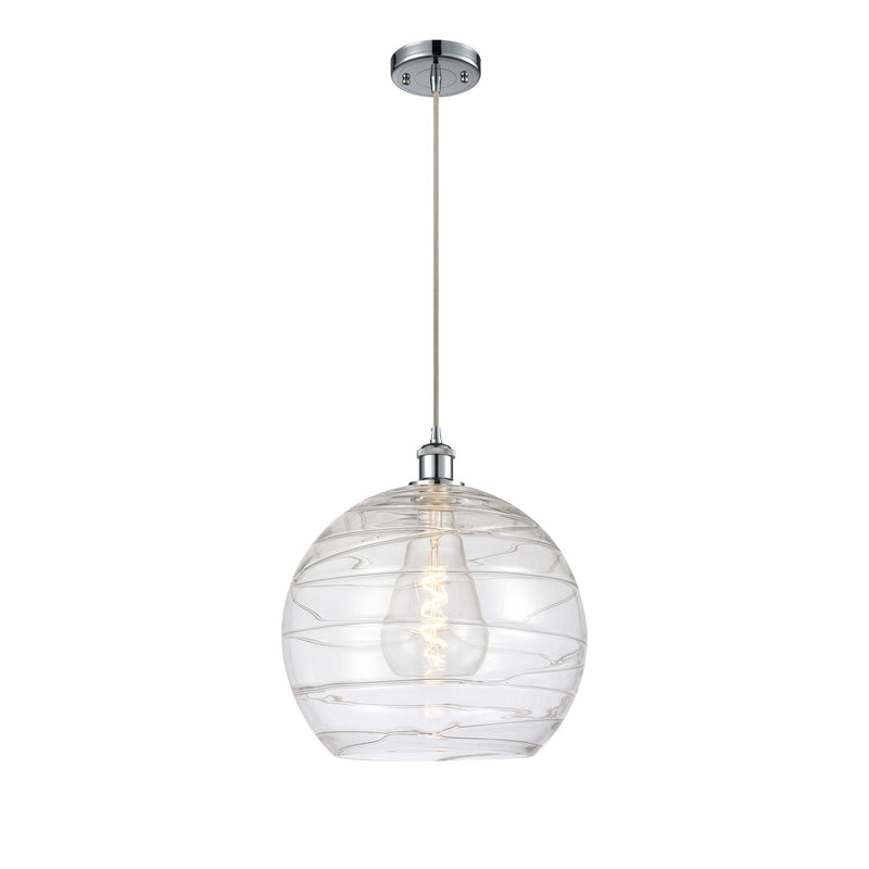 Innovations Athens Deco Swirl 13.75in 1-Light Mini Pendant | Polished Chrome and Clear Glass | Kitchen Island & Dining | Model 516-1P-PC-G1213-14CL