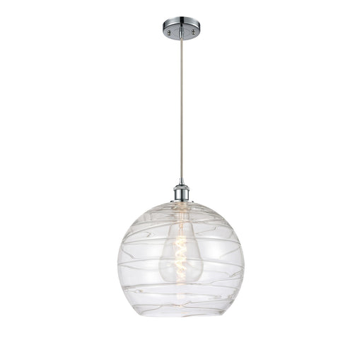 Innovations Athens Deco Swirl 13.75in 1-Light Mini Pendant | Polished Chrome and Clear Glass | Kitchen Island & Dining | Model 516-1P-PC-G1213-14CL