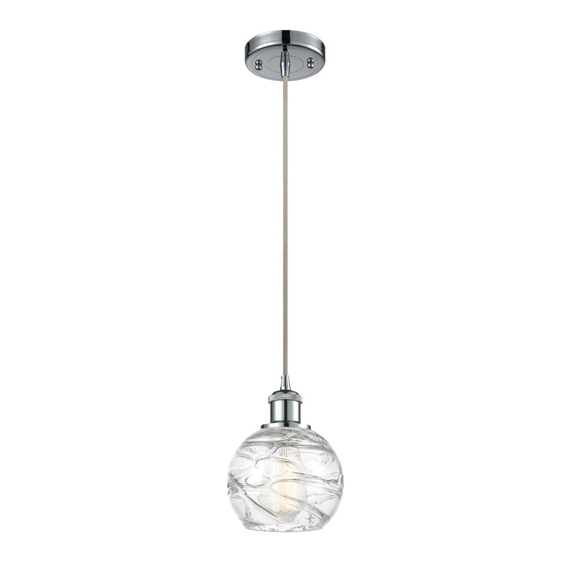 Innovations Athens Deco Swirl 5.88in 1-Light Mini Pendant | Polished Chrome and Clear Glass | Kitchen Island & Dining | Model 516-1P-PC-G1213-6CL