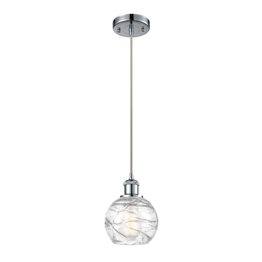 Innovations Athens Deco Swirl 5.88in 1-Light Mini Pendant | Polished Chrome and Clear Glass | Kitchen Island & Dining | Model 516-1P-PC-G1213-6CL