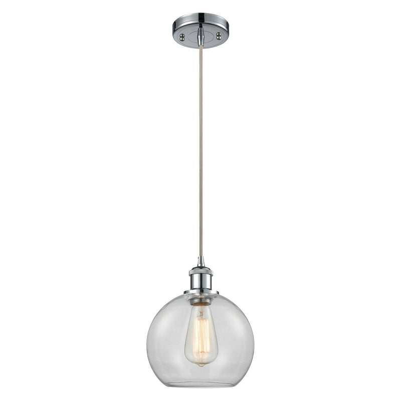 Innovations Athens 8in 1-Light LED Mini Pendant | Modern Polished Chrome and Clear Glass | Kitchen Island & Dining Room | Model 516-1P-PC-G122-8-LED