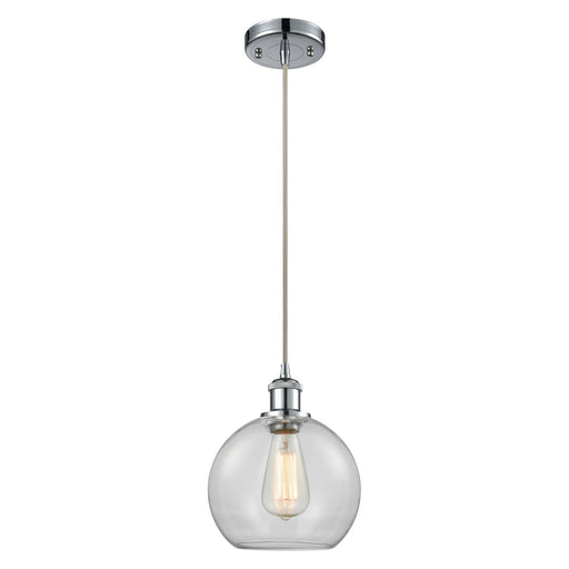 Innovations Athens 8in 1-Light LED Mini Pendant | Modern Polished Chrome and Clear Glass | Kitchen Island & Dining Room | Model 516-1P-PC-G122-8-LED
