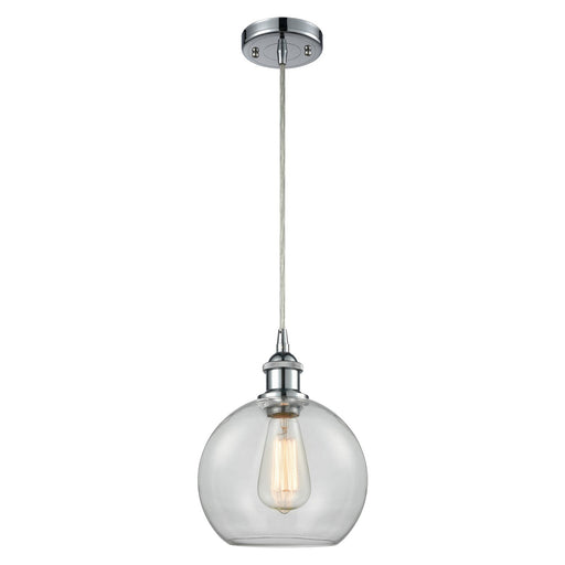 Innovations Athens 8in 1-Light Mini Pendant | Modern Polished Chrome and Clear Basket Weave Glass | Kitchen Island | Model 516-1P-PC-G122C-8CL