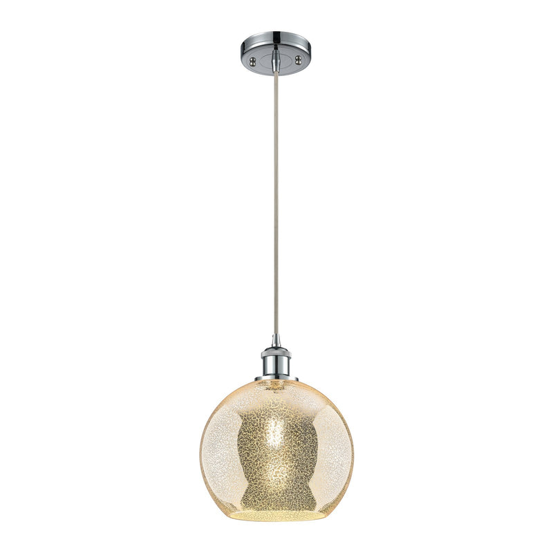 Innovations Athens 10in 1-Light Mini Pendant | Polished Chrome and Mercury Glass | Kitchen Island & Dining Room | 10 x 12 in | Model 516-1P-PC-G128-10