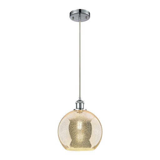 Innovations Athens 10in 1-Light Mini Pendant | Polished Chrome and Mercury Glass | Kitchen Island & Dining Room | 10 x 12 in | Model 516-1P-PC-G128-10