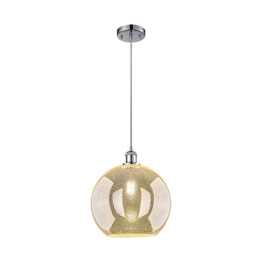 Innovations Athens 12in 1-Light Mini Pendant | Polished Chrome and Mercury Glass | Kitchen Island & Dining Room | 12 x 14 in | Model 516-1P-PC-G128-12