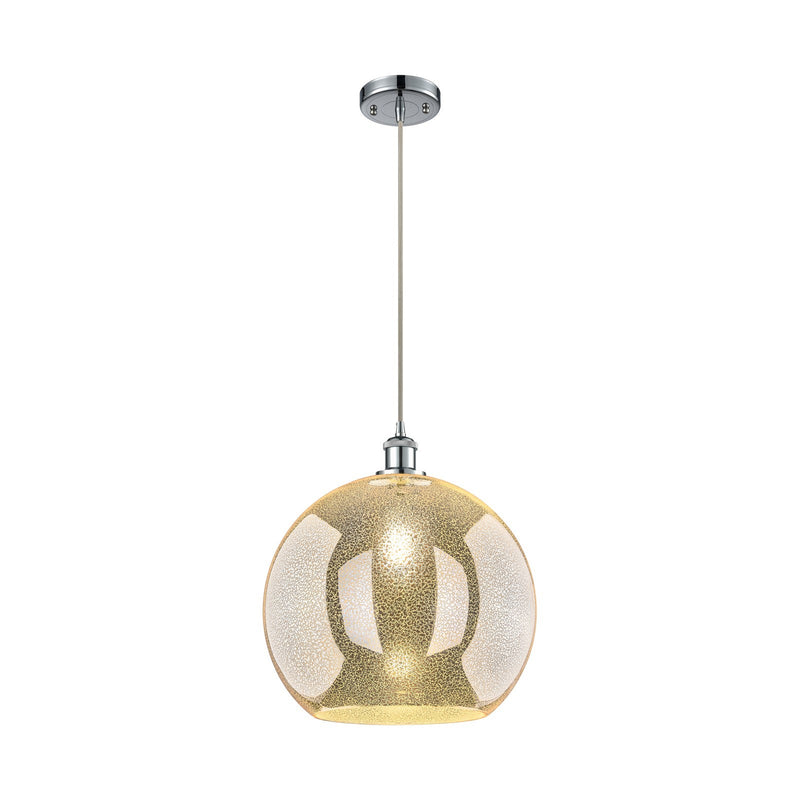Innovations Athens 14in 1-Light Pendant | Polished Chrome and Mercury Glass | Kitchen Island & Dining Room | 14 x 17 in | Model 516-1P-PC-G128-14