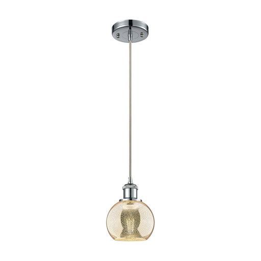 Innovations Athens 6in 1-Light Mini Pendant | Polished Chrome and Mercury Glass | Kitchen Island & Dining Room | 6 x 8 in | Model 516-1P-PC-G128-6