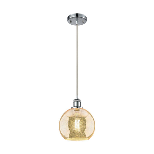 Innovations Athens 8in 1-Light Mini Pendant | Industrial Polished Chrome and Mercury Glass | Kitchen Island & Dining Room | Model 516-1P-PC-G128-8