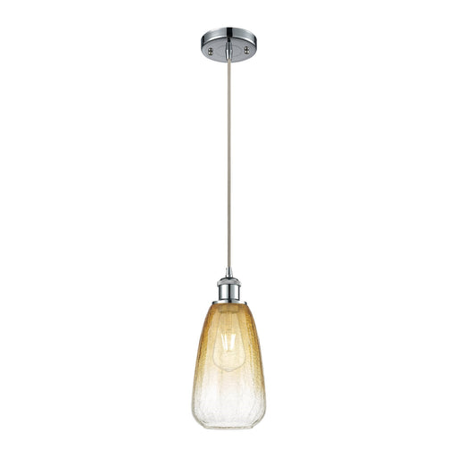 Innovations Brookhaven Almond 6in 1-Light Mini Pendant | Industrial Polished Chrome and Amber Glass | Kitchen Island | Model 516-1P-PC-G480-6AM