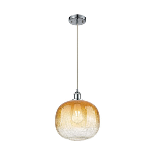 Innovations Brookhaven Sphere 10.5in 1-Light Mini Pendant | Industrial Polished Chrome and Amber Glass | Kitchen Island | Model 516-1P-PC-G481-10AM