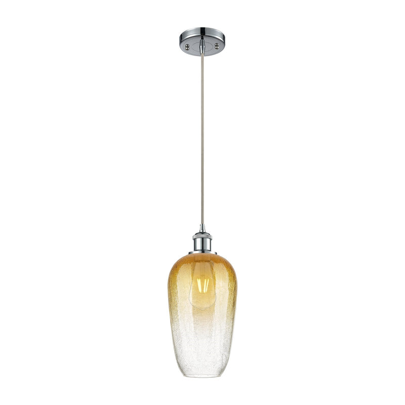 Innovations Brookhaven Flute 7in 1-Light Mini Pendant | Industrial Polished Chrome and Amber Glass | Kitchen Island | Model 516-1P-PC-G484-7AM