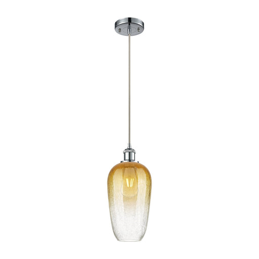 Innovations Brookhaven Flute 7in 1-Light Mini Pendant | Industrial Polished Chrome and Amber Glass | Kitchen Island | Model 516-1P-PC-G484-7AM